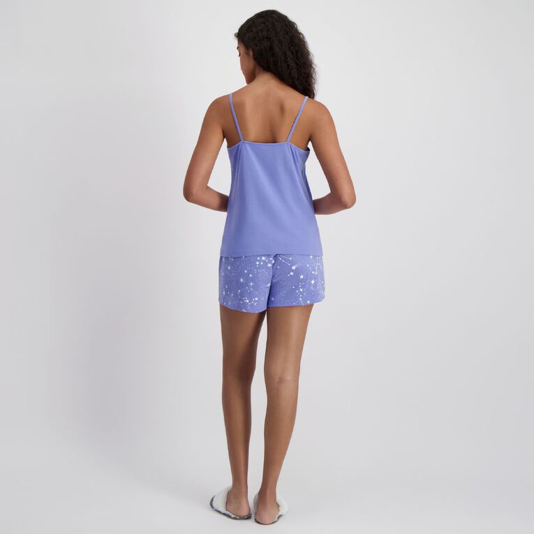 H&H Women's Cotton Shorty Pyjama Set Purple Mid | The Warehouse