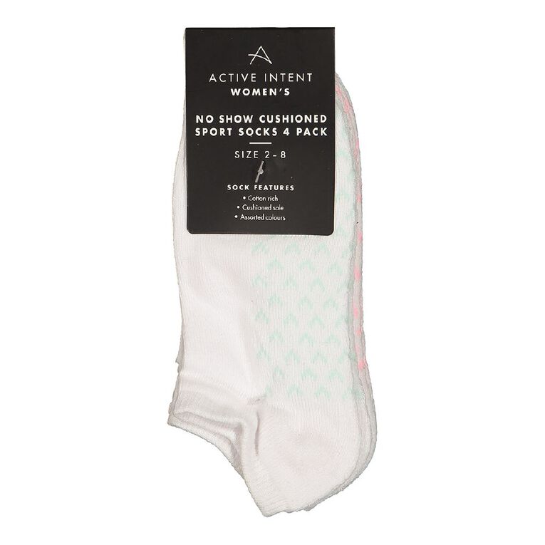 Active Intent Women's No Show Cushioned Socks 4 Pack W21 White The