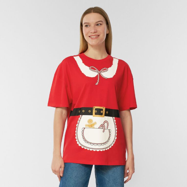 H&H Women's Christmas Printed Tee, Red, hi-res