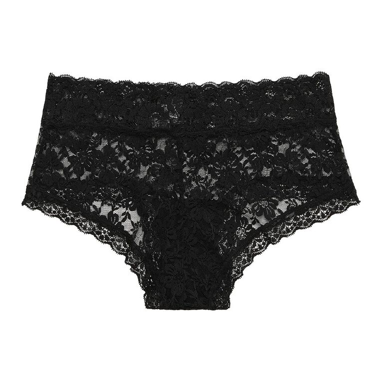 H&H Women's Poppy Lace Boyleg Briefs, Black, hi-res