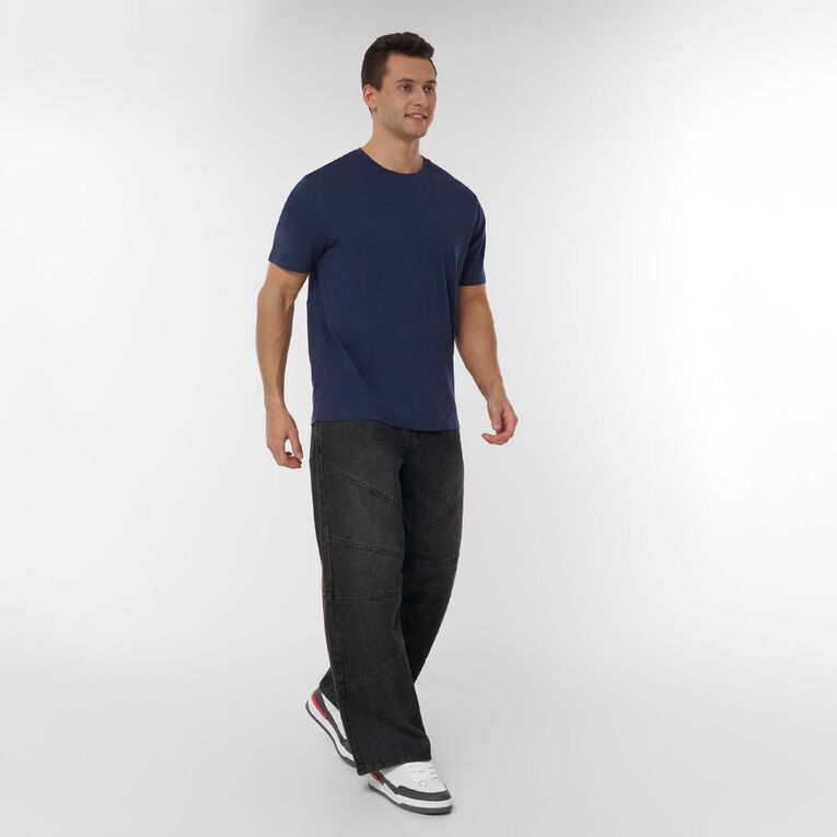 H&H Men's Regular Fit Crew Neck Tee, Blue Dark Blk Iris, hi-res