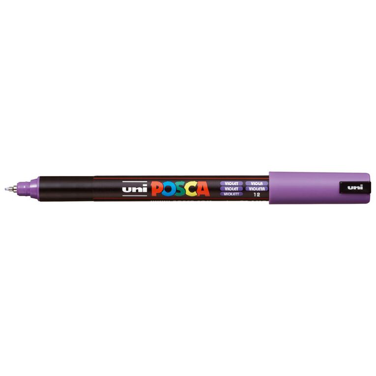 Uni Posca Marker 0.7mm Ultra-Fine Pin Tip Purple Mid, , hi-res