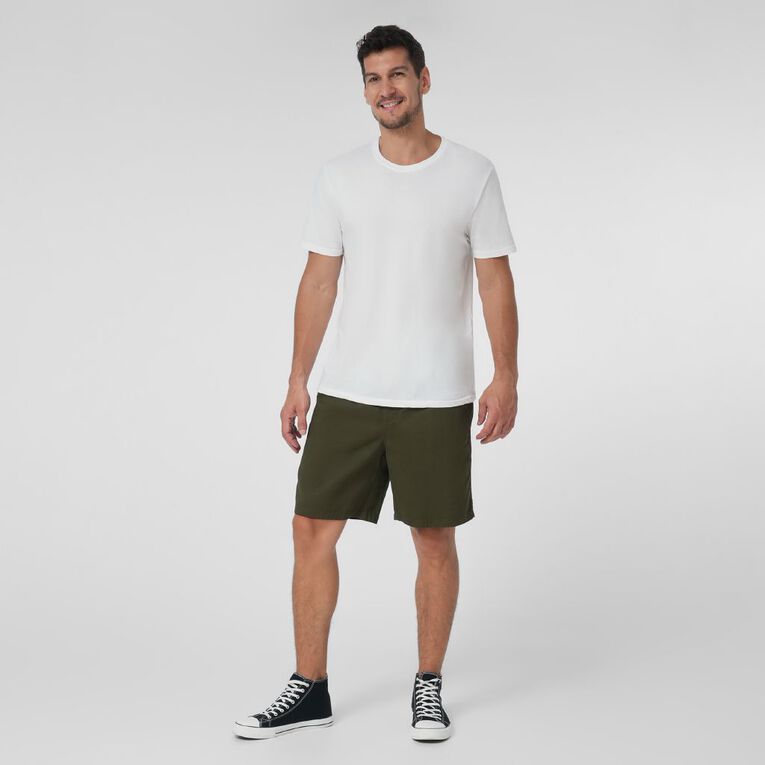 H&H Men's Elastic Waist Plain Drill Shorts, Khaki, hi-res