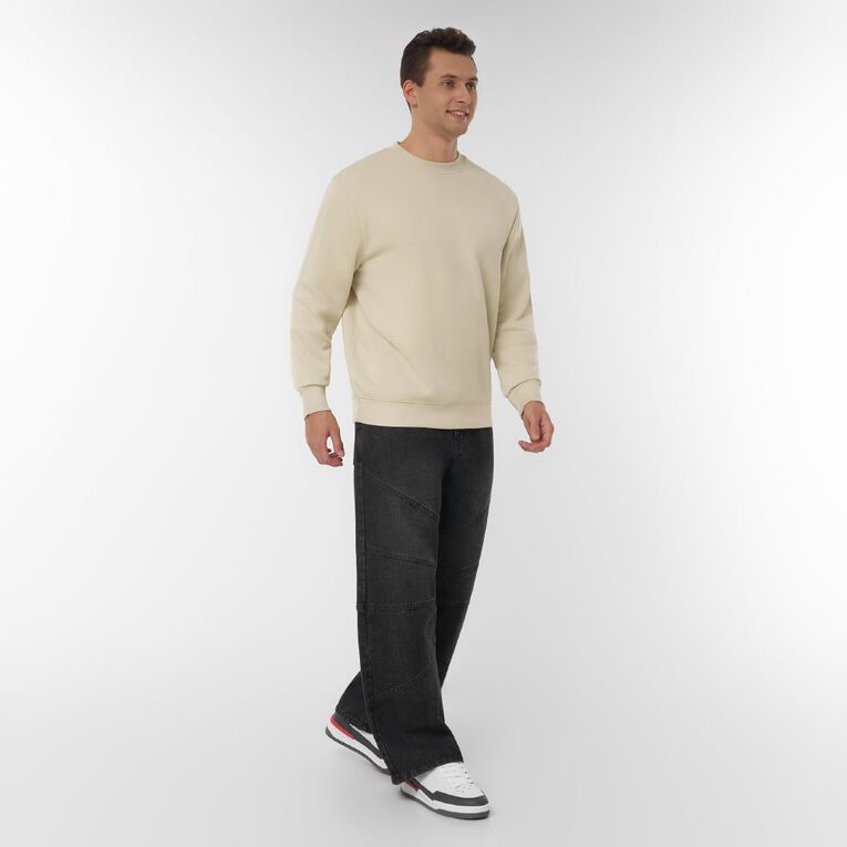 H&H Men's Plain Crew Sweatshirt, Brown Light, hi-res