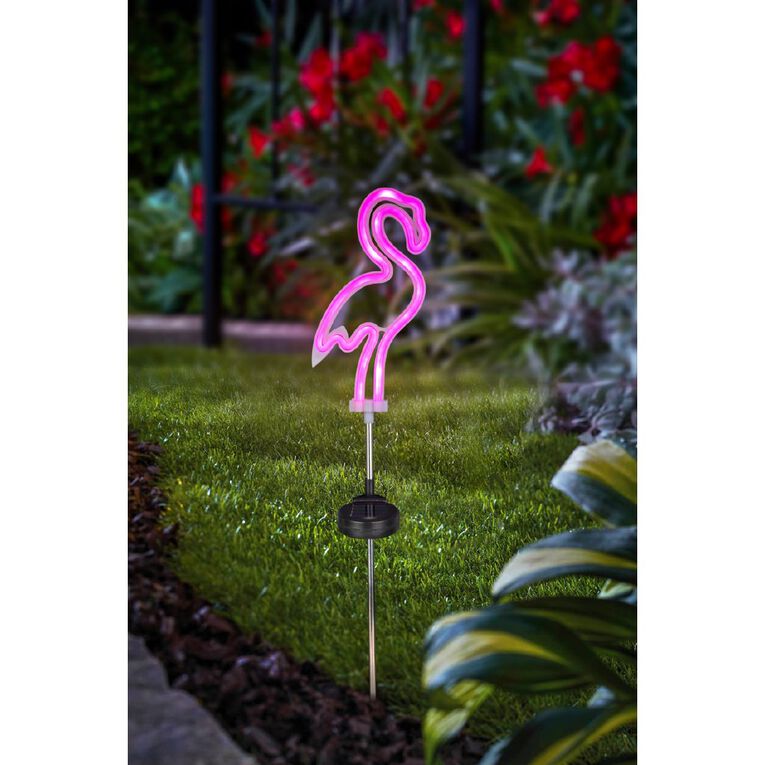 Kiwi Garden Solar Neon Flamingo Light, , hi-res