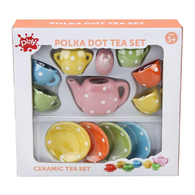 Play Studio Tea Set Polka Dot 13 Piece The Warehouse