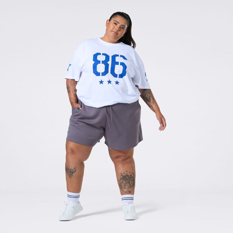 H&H Curve Women's Interlock Sweat Shorts, Grey Dark, hi-res