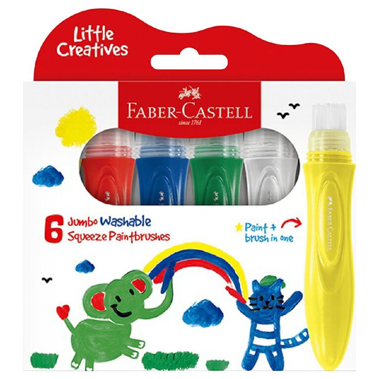 Faber-Castell Jumbo Squeezing Paintbrush Pack Of 6, , hi-res