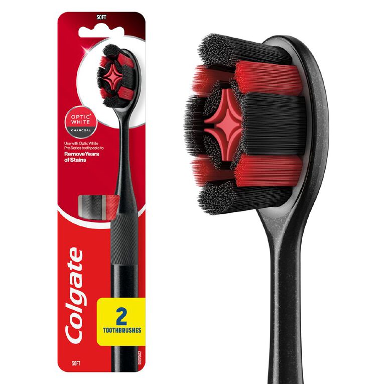 Colgate 360 Optic White Charcoal Soft 2 Pack, , hi-res
