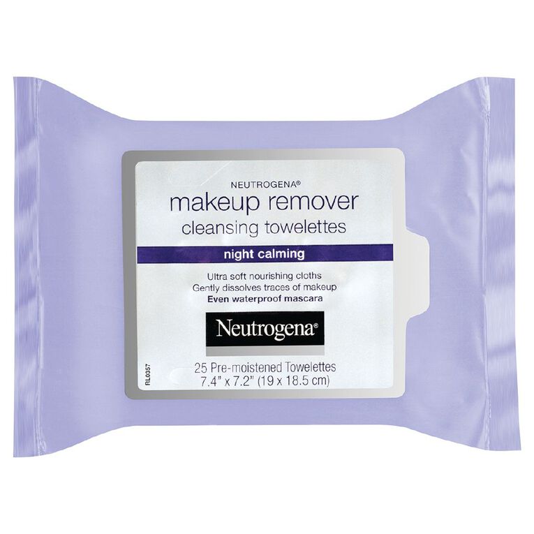 Neutrogena Night Calming Make Up Remover Cleansing Towelettes 25 Pack, , hi-res