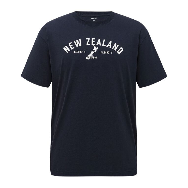H&H Men's Relaxed Fit Graphic Tee, Blue Dark, hi-res
