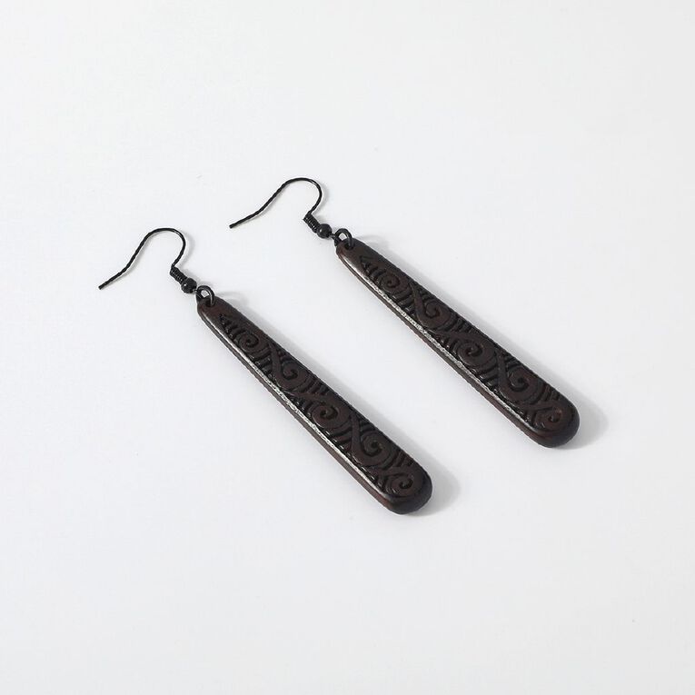 Kiwiana Carving Dangle Earrings, , hi-res