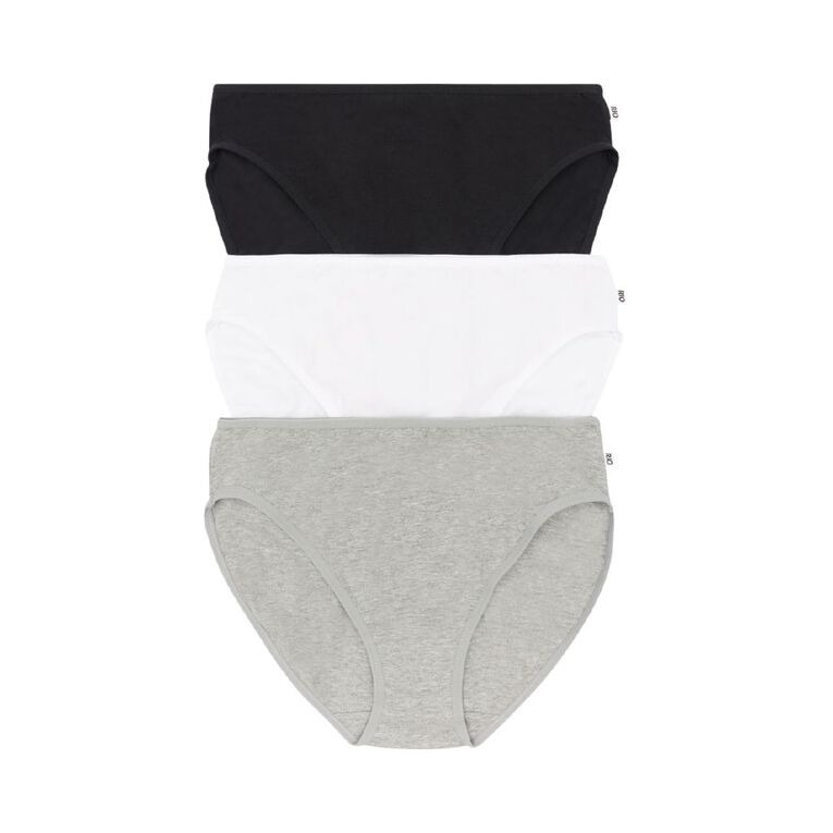 Rio Women's Hi-Cut Briefs 3 Pack, Black/Grey, hi-res