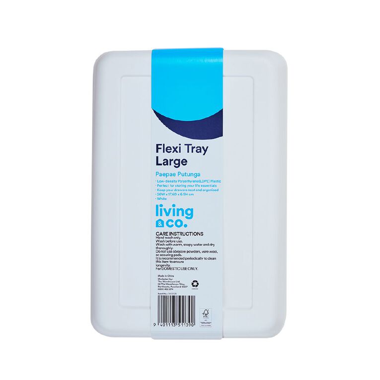 Living & Co Large Flexi Tray White, , hi-res