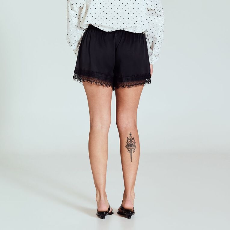 BRDRLESS Aster Lace Mini Shorts, Black, hi-res