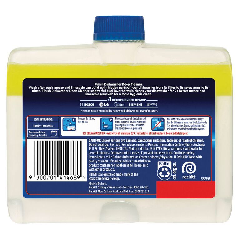 Finish Dishwasher Cleaner Lemon 250ml, , hi-res