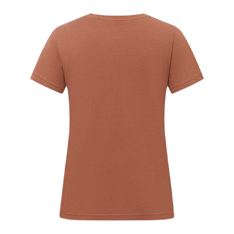 H&H Women's Short Sleeve Crew Neck Cotton Tee, Brown Light CHUTNEY, hi-res