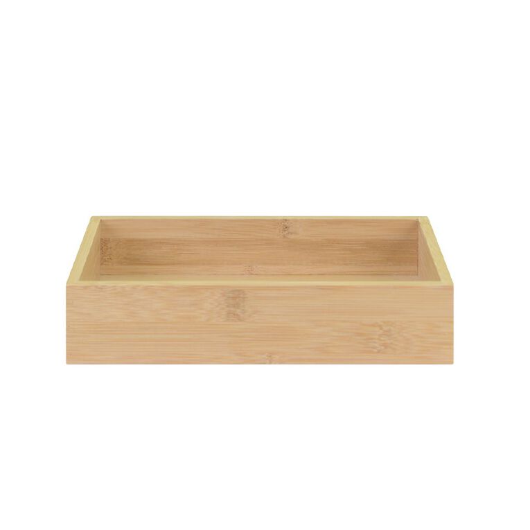 Living & Co Naturals Bamboo Small & Wide Deep Drawer Organiser Brown, , hi-res