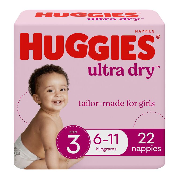 Huggies Girls' Convenience Nappy Crawler Size 3 6-11kg 22 Pack, , hi-res