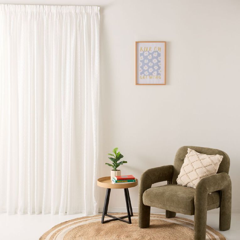 Living & Co Art Deco Voile White 90-180cm Wide/213cm Drop, , hi-res