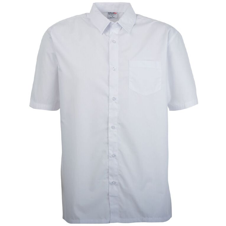 Schooltex Boys' Short Sleeve Shirt with Fused Collar, White, hi-res