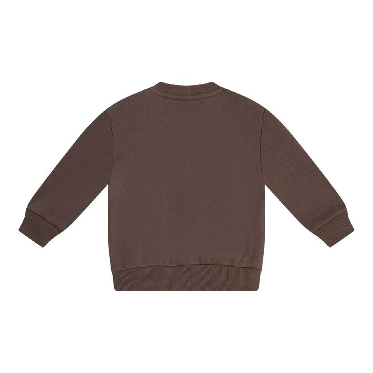 Young Original Babies' Plain Crew Sweatshirt, Brown Dark, hi-res