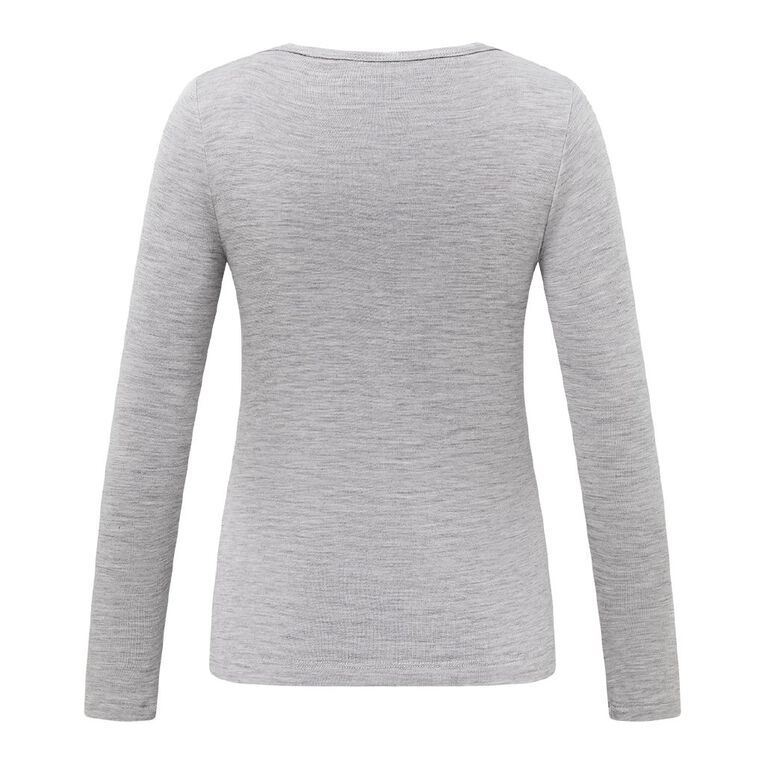 H&H Women's Merino Blend Crew Neck Top, Grey Light, hi-res