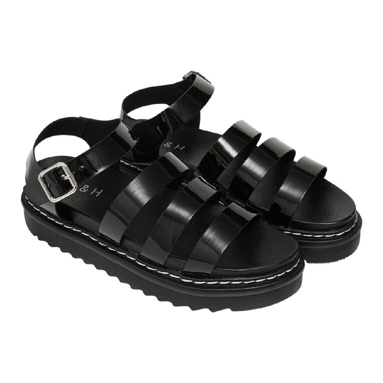 H&H Women's Angie Strappy Sandals, Black, hi-res