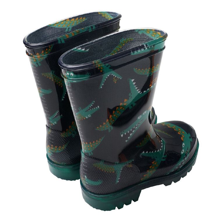 Young Original Junior Kids' Printed Light Up Gumboots, Green Dark, hi-res