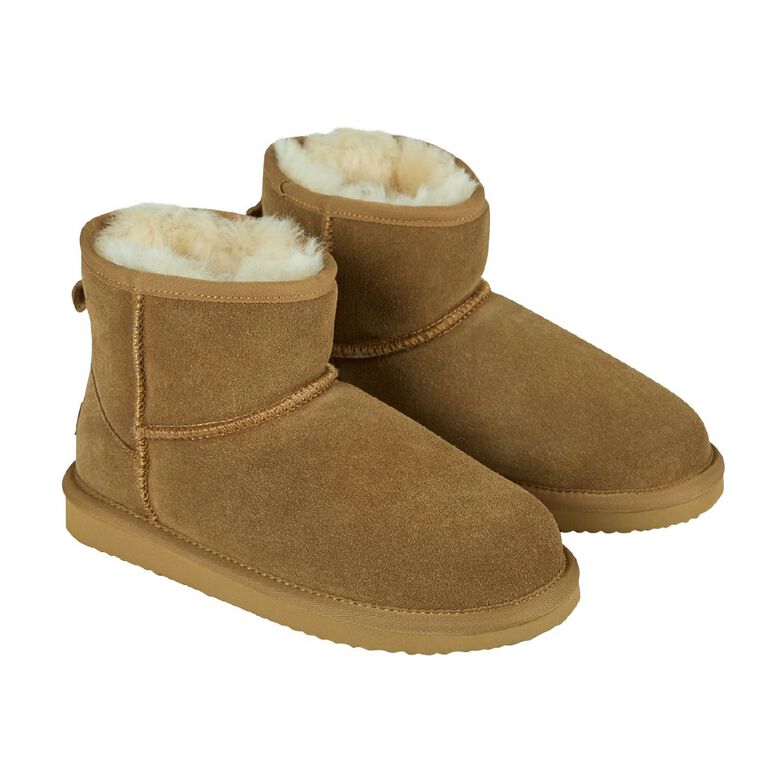 NEW ZEALAND SHEEPSKIN CO. Senior Kids' Sheepskin Lined Boots Slippers, Brown Light, hi-res