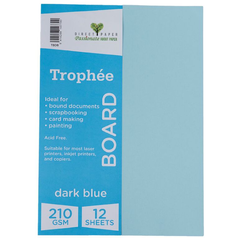 Trophee Board 210gsm Dark Blue A4 12 Pack, , hi-res