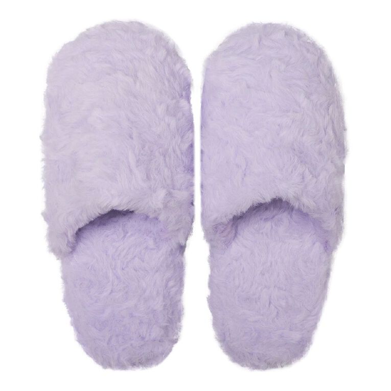 H&H Women's Fluffy Scuff Slippers, Purple Light, hi-res