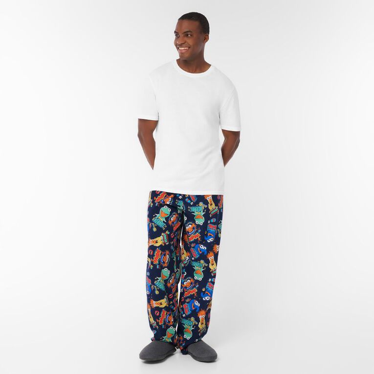 Muppets Men's Flannelette Pyjama Pants, Blue Dark, hi-res