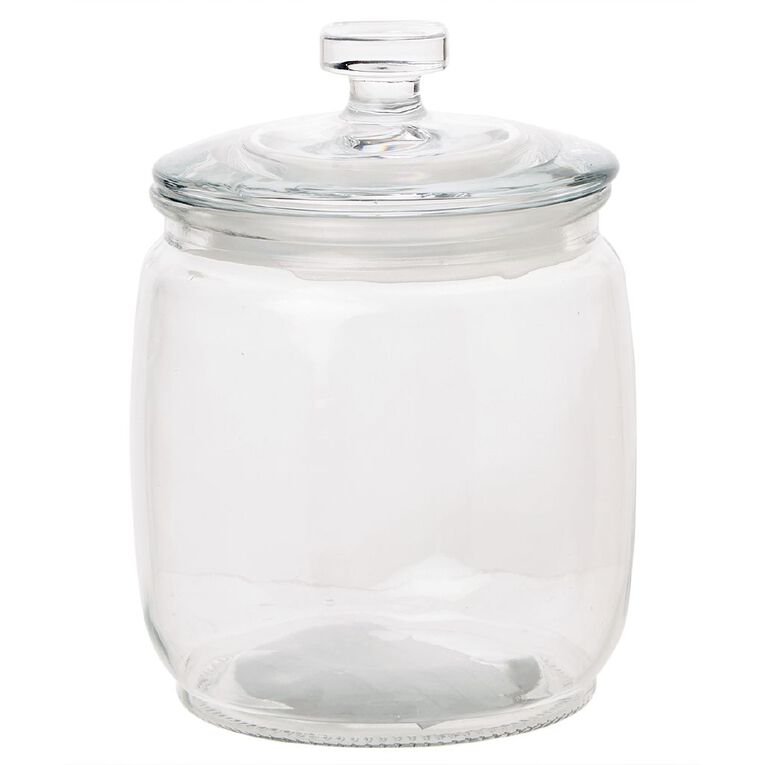 Living & Co Round Glass Jar Clear 700ml, , hi-res