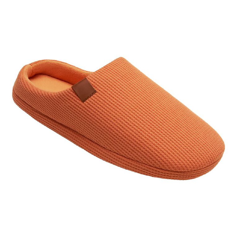 H&H Men's Waffle Scuff Slippers, Orange, hi-res