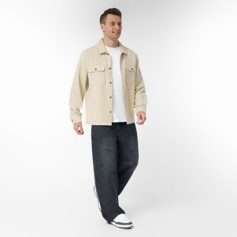 H&H Men's Heavy Flannel Shacket, Cream, hi-res