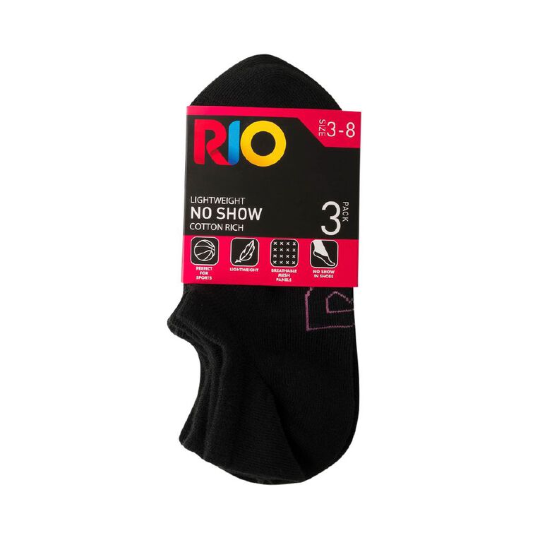 Rio Women's Active No Show Socks 3 Pack, White, hi-res