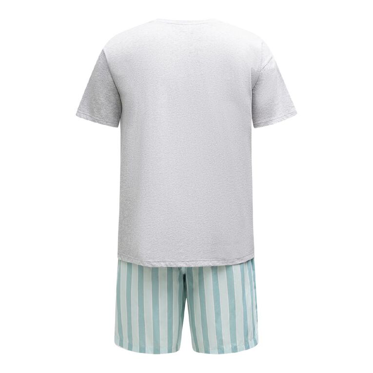 H&H Men's Knit and Woven Short Pyjama Set, Green Mid, hi-res