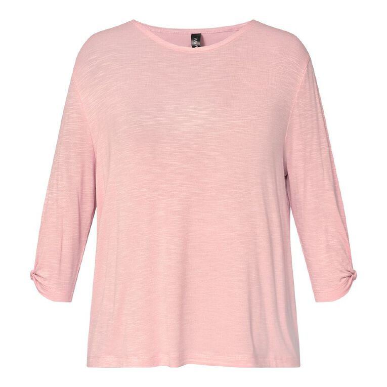 H&H Women's 3/4 Sleeve Knot Detail Top, Pink Light, hi-res