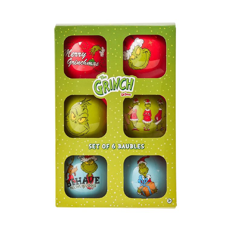 Grinch Baubles 6 Pack, , hi-res