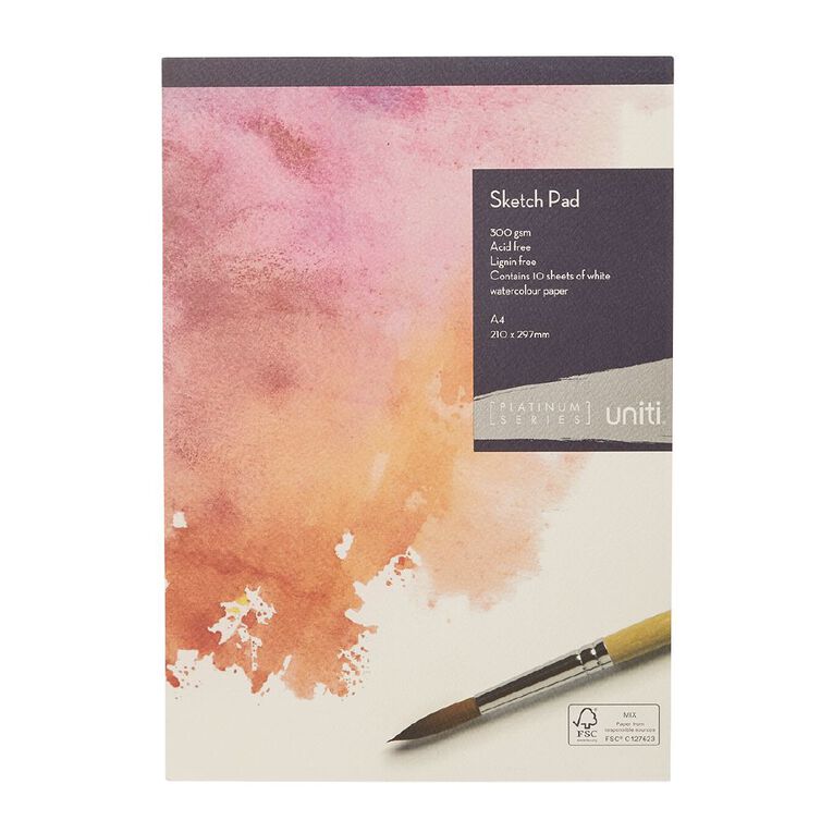 Uniti Platinum Sketch Pad 300gsm A4 10 Sheets, , hi-res