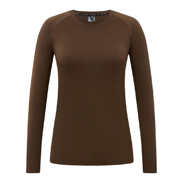 Active Intent Women's Long Sleeve Seamless Top, Brown Mid, hi-res