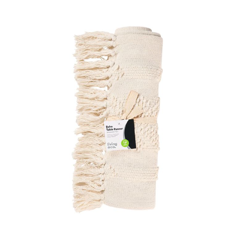 Living & Co Boho Cotton Table Runner Natural, , hi-res