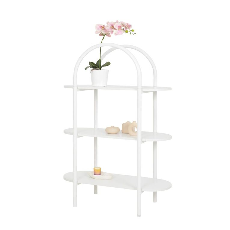 Living & Co Arched Bookcase 3 Tier White, , hi-res