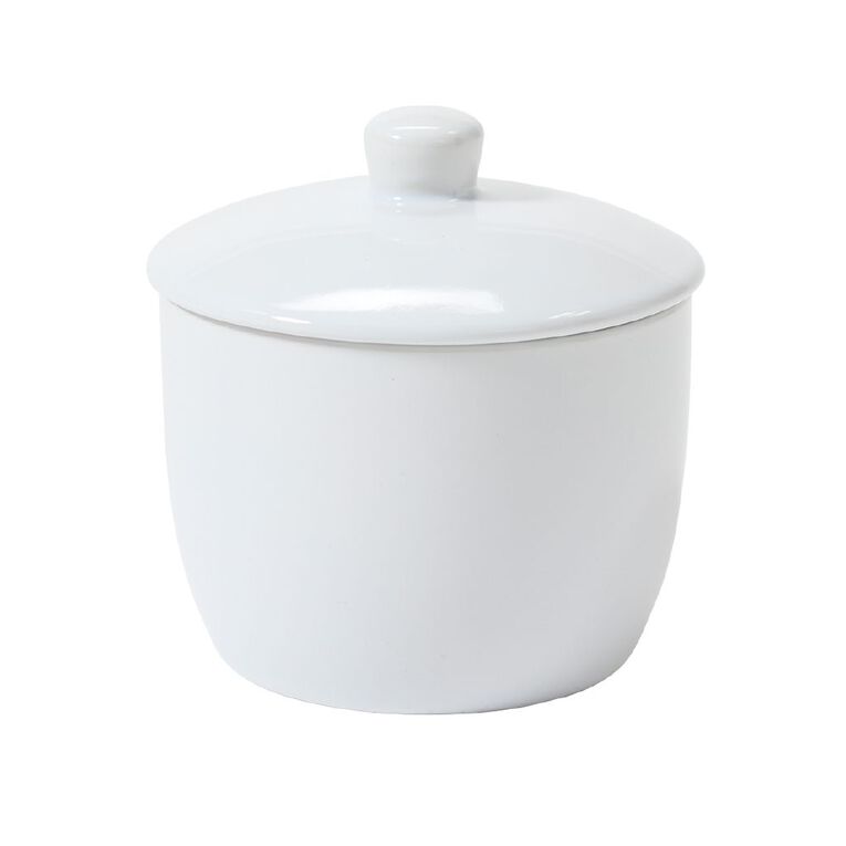 Living & Co Coupe Porcelain Sugar Bowl with Lid White, , hi-res