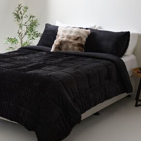 Living & Co 3 Piece Comforter Jacquard Ribbed Black King