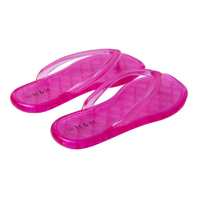 H&H Women's Coloured Jelly Beach Thongs, Magenta, hi-res
