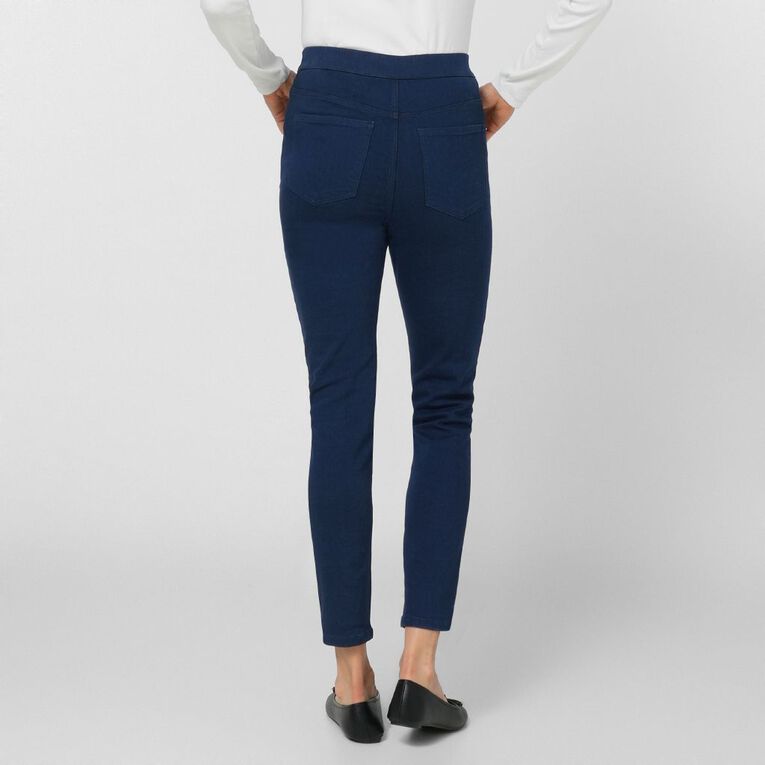 H&H Women's Slim Waistband Jeggings, Denim Dark, hi-res