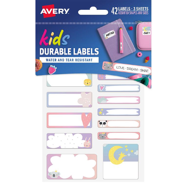 Avery Kids Love Dream Shine School Labels 42 Labels 3 sheets, , hi-res