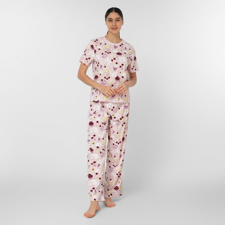 H&H Women's Tee and Pant Pyjama Set, Pink Light, hi-res